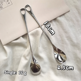 Long Handle Stainless Steel Spoon – Minimalist Coffee & Dessert Spoon with Hollow Loop Handle for Tea, Yogurt & Café Serving