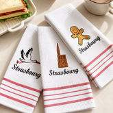 Christmas Embroidered Waffle Tea Towel, Nordic Cotton Fabric Napkin