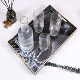 Marble Pattern Rectangular Storage Tray Modern Decorative Organizer Serving Tray Home Countertop Accent Tray