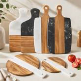 Marble & Wood Serving Board – Charcuterie, Cheese & Pizza Board