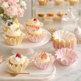 Disposable Paper Cup – Eco-Friendly Ripple Design Party & Dessert Serving Cups