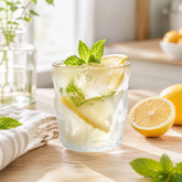 Textured Glacier Glass Tumbler, Irregular Wave Clear Drinking Glass Cup