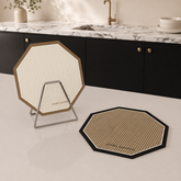 20CM Octagonal Heat Resistant Pot Trivet – Modern Stripe Kitchen Hot Pad for Pots, Pans & Dining Table Protection