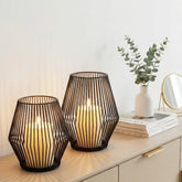 Minimalist Metal Hollow Candle Holder Set of 2