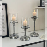 Glass Candleholder Aromatherapy Candle Decor, Alloy Accent