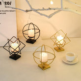 Creative Iron Candleholder, Cube Globe Irregular Sculpture