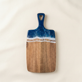 Ocean Wave Resin Paddle Board with Handle Acacia Wood Epoxy Serving Cutting Board