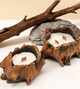 Rustic Tree Stump Candle – Woodland Scented Candle, Natural Wooden Wick Home Decor
