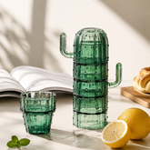 Stackable Cactus Glass Cup Set – Drinking Glasses for Water, Tea & Milk