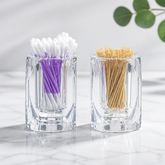 Acrylic Toothpick Holder & Storage Container Set, Clear Desk Organizer Caddy for Toothpicks, Cotton Swabs, and Small Tabletop Items