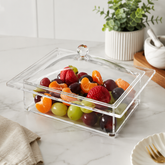 Large Acrylic Serving Tray with Lid, Clear Cold Food Display Container for Salads, Appetizers, Pickled Vegetables, and Buffet Catering – Commercial Grade