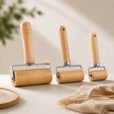 Beechwood Rolling Pin with Rotating Roller, Double-Handled Dough Roller for Pizza, Pie Crust, Cookies, Pasta, and Bakery Use