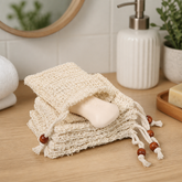 Cotton Linen Soap Saver Pouch, 2-in-1 Shower Foaming Net & Storage Bag