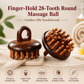 Golden Silk Sandalwood 28-Tooth Wooden Scalp Massage Ball Set