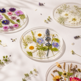 Floral Acrylic Coaster – Transparent Pressed Flower Style Cup Mat for Table Decor & Gift