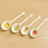 Cute Ceramic Japanese Soup Spoon – Long Handle Spoon with 4 Dessert Pattern Styles for Soup, Rice & Everyday Dining
