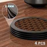 Rattan‑Style Round Silicone Coaster Set, 4 pieces Heat‑Resistant Table Coaster