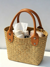 Mini Woven Straw Square Bag – Structured Handmade Style Purse with Natural Grass Texture