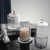 Glass Cloche Cover Candle Display Dome Windproof Cover