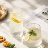 Ribbed Borosilicate Glass Tumbler – Japanese Style Hot & Cold Drink Cup