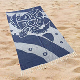 Ocean Turtle Print Beach Towel Oversized Rectangular Lightweight Quick-Dry Absorbent Shawl Summer Travel Beach Wrap with Tassel Trim