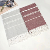 Large Cotton Striped Swim Towel With Tassel Fringe Absorbent Boho Beach Blanket 1x1.8m