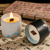 Ceramic Cup Scented Candle with Oriental Design