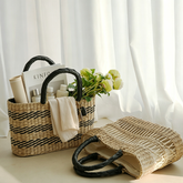 Large Sea Grass Woven Tote Bag – Natural Handmade Style Beach Bag with Polyester Lining