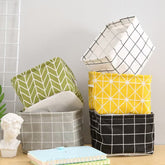Foldable Cotton Linen Storage Basket Desktop Organizer Box