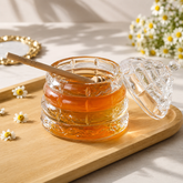Glass Honey Jar with Wooden Dipper – Syrup & Sugar Storage Container