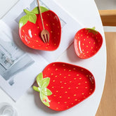 Strawberry Ceramic Bowl and Plate Set