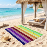 Multicolor Thin Stripe Microfiber Beach Towel Lightweight Quick-Dry Absorbent Bath Towel Summer Swim Travel Wrap