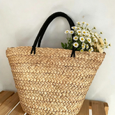 Natural Corn Husk Woven Mini Square Bag – Soft Straw Handbag with Peach Skin Lining