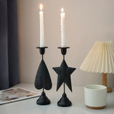 Metal Candleholder Decor, Heart and Star Shape Iron Ornament