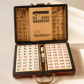 Melamine Mahjong Set – Travel Mini Mahjong Tiles with Vintage Leather Case