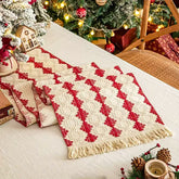 Christmas Striped Table Runner Woven Holiday Table Decor