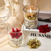 Christmas Leaf Glass Cup Soy Candle