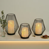 Lantern Style Metal Candleholder, Ambient Iron Decor