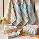 Striped Cotton Dish Cloths, 4-Pack Kitchen Towel Set