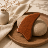 Grade-A Golden Silk Sandalwood Gua Sha Massage Scraping Tool – Facial & Body Muscle Relief