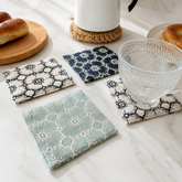 Embroidered Cotton Linen Coaster, Double-Layer Tea Cup Mat