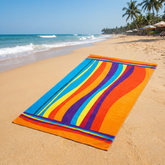 Colorful Striped Microfiber Beach Towel Oversized Quick-Dry Absorbent Bath Towel Lightweight Travel Swim Towel for Summer