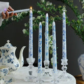 25cm Blue & White Porcelain Taper Candles – Set of 2