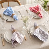 Cotton Checkered Square Napkins, Ready-Stock Kitchen Towels for Home Dining