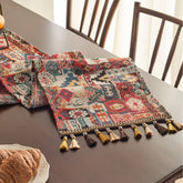Boho Tassel Table Runner Ethnic Decorative Table Cover