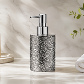 moky Grey Wave Texture Refillable Pump Bottle, Modern Bathroom Lotion & Shampoo Dispenser, Minimalist Travel Container