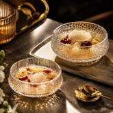 Crystal Glass Dessert Bowl – Textured Transparent Serving Bowl for Ice Cream, Fruit, Pudding and Sweet Treats