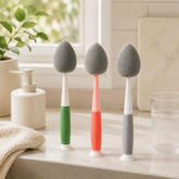 Sponge Cup Brush with Long Handle, Portable Bottle & Beauty Sponge Cleaner