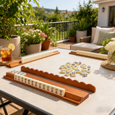 Wooden Mahjong Rack Set – Lightweight Tile Holder with Magnetic Pushers for American Mahjong Games