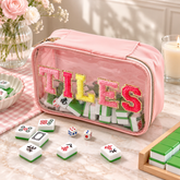 Large Mahjong Storage Bag – Waterproof PVC Travel Organizer with Letter Design for Mahjong Sets & Accessories